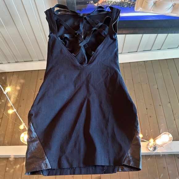 Samantha Eng Leather Panel Strappy Keyhole Mini Dress - Picture 7 of 8